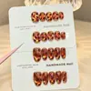 Unhas postiças artesanais com estampa de leopardo de outono profundo, elegantes e iluminadoras, unhas de fototerapia, unhas postiças removíveis, adesivos de unha