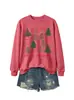 Amazon Wish Estação Independente Moda Casual Feminina Hoodie de Natal Alegre com Laço e Árvore