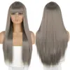 Europa e Estados Unidos peruca de moda transfronteiriça franja reta peruca longa reta peruca cos cabelo longo adereço de cabeça cor perucas fabricantes em estoque
