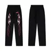 Exportación Transfronteriza Nueva Marca de Moda Europea y Americana Hellstar Hellstar Pantalones Casuales Lavados en Negro con Estampado y Desgastados para Hombre