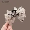 Pinza para el Cabello de Malla con Lunares y Lazo de Princesa, Mismo Estilo que la Blogger, Pinza de Tiburón Grande a la Moda y Elegante con un Toque de Alta Gama