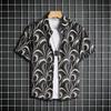 Camisa floral versátil para férias na praia, camisa masculina de manga curta, estilo retrô havaiano, camisa solta para praia, jaqueta