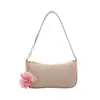 Bolso cuadrado pequeño de moda estilo dulce transfronterizo para mujer, nuevo bolso de hombro tejido de paja con bloques de color para el verano 2026, bolso de axila de moda