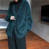 Cardigan de Tricô Imitação de Visom Tamanho Grande Europeu Outono e Inverno 2024 Estilo Coreano Casual Estilo Preguiçoso Jaqueta Top para Mulheres Transfronteiriço