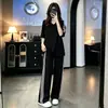 Traje Deportivo Casual de Nuevo Estilo Coreano para Mujer Verano 2026, Conjunto de Dos Piezas Minimalista de Verano con Pantalones de Pierna Ancha y Manga Corta Negros, Moderno