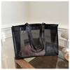Bolsa grande de malha feminina, modelo primavera/verão 2024, com design elegante e grande capacidade, ideal para usar no ombro, leve e versátil, perfeita para a praia.