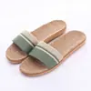Pantuflas de Lino para el Hogar Parejas Pantuflas de Interior Piso de Madera Algodón y Lino Hogar Suela Gruesa Pantuflas de Verano para Hombres y Mujeres