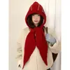 Balaclava de tricô Fair Isle com capuz para mulheres, inverno, circunferência da cabeça grande, chapéu e cachecol aquecedor de orelhas de tricô em um só