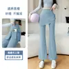 Pantalones de yoga talla grande con un bolsillo tipo parche en la espalda, ligeramente acampanados, pantalones deportivos de alta elasticidad, una gran herramienta para disimular la grasa corporal para mujeres de talla grande