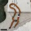 Colar de Tecido Acrílico Retro Maillard com Pingente de Lenço de Seda Retrátil Corrente de Suéter de Nicho de Luxo Colar de Outono e Inverno para Mulheres