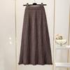 Falda de punto de longitud media para mujer, otoño e invierno, nueva, cintura alta, adelgazante, combinable, línea A, falda larga elegante con borlas en forma de pera