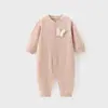 Macacão de Bebê Primavera e Outono Classe A Algodão Puro Respirável Macacão de Bebê Roupas de Engatinhar Soltas Sem Etiqueta Roupa de Casa Roupas de Monge