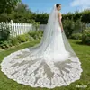Elegante Nuevo Estilo Hecho a Mano Floral Largo Doble Capa Cola Grande Velos Blancos y Maquillaje de Novia Accesorios para Vestidos de Novia