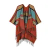 Xale de Tricô para Viagem em Lijiang, Yunnan, Estilo Étnico, Capa Retrô, Cachecol com Franjas, Roupa de Férias para Mulheres