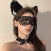 Faixa de cabelo de orelha de gato sexy de renda preta, máscara para olhos com bolhas de abstinência, malha facial, acessórios para cabeça de Halloween, acessórios para cabelo, acessórios femininos