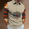 Camisa POLO Masculina Outono/Inverno Nova Manga Longa com Zíper Moda Versátil Respirável Gola Lapela Top