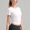Runa Pulse Plisado Look Adelgazante Costilla Ropa de Yoga Camiseta de Manga Corta Tejido Nude Fitness Running Top Deportivo