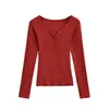 Camiseta de Cachemir Sexy para Mujer con Escote Corazón de Melocotón, Manga Larga, Color Sólido, Cuello Alto, Ajustada, para Otoño e Invierno