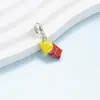 2025 Nuevo Simple y Lindo Goteo de Aceite Perforado Hamburguesa Agujero Grande Colgante Pulsera con Cuentas Accesorios de Joyería DIY