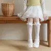 Zapatos y Accesorios: Calcetines de Encaje para Niñas de Algodón, Calcetines Lolita de Encaje de Tubo Largo con Malla de Diamantes, Medias Estilo Coreano de Princesa para Niñas