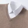 Nuevo Suéter de Cachemira para Hombre Otoño/Invierno 2026 Cuello en V Casual de Negocios Manga Larga Color Sólido Estilo Old Money Ropa de Punto Suéter