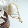 Pulseira Simples para Meninas Presente de Namorada Corrente Banhada a Ouro Aço Titânio Pérola de Água Doce Contas Estilo Retrô Sem Cor Joia para Mãos