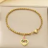 Moderna y Dulce Multi-Estilo Corazón Hueco Forma de Corazón Cadena de Perlas para Padres e Hijos de Cintura Alta Día de la Madre Acero Inoxidable Pulsera para Mamá