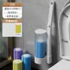Cepillo de Inodoro Desechable para Baño del Hogar, Juego 3 en 1 Montado en Pared con Cabezales de Cepillo Reemplazables para Limpieza