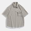 Bonita Camisa Polo Camiseta de Manga Corta para Hombre Camisa de Trabajo Retro Estilo Hong Kong Verano Delgada de Marca de Moda Chaqueta de Manga Corta