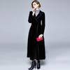 Casaco longo de inverno feminino gola de terno costura manga longa veludo dourado fecho oculto cor sólida sobretudo casaco feminino