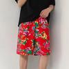 Shorts de Praia Masculino Verão Casual Solto Tamanho Grande Estampado Florido Marca da Moda Ins Versátil