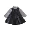 Conjunto de Vestido con Tirantes Estilo Nuevo Otoño 2026 Dianxi para Bebés Niñas, Conjunto de Dos Piezas Estilo Coreano de Vestido Chaleco con Cuello Semi-Alto y Camisa Base