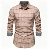 Camisa xadrez casual de manga comprida com gola, estampa digital 3D, corte slim, comércio exterior Amazon transfronteiriço, tamanho europeu