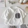 Camiseta de manga corta para niño, ropa de verano, suelta, cuello redondo, blanca, estilo hip-hop, informal, estampada, moderna, para bebé, para hombre.