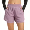 Calça de Yoga Feminina Respirável de Secagem Rápida Transfronteiriça, Shorts Esportivos Casuais Versáteis Falsos de Duas Peças com Bolsos com Zíper, Calça Fitness