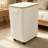 Cesta de ropa sucia con ruedas, cesta de lavandería estilo japonés de tela Oxford para el hogar, cesta de almacenamiento de ropa para ropa sucia, cesta de almacenamiento para tapetes de yoga
