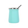 Copo Térmico Transfronteiriço de Aço Inoxidável Mini Copo Térmico Couro Patenteado Copo de Cerveja Camada Dupla a Vácuo Copo de Café com Colher Copo de Água