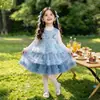 Conjunto de Vestido de Bolo de Coelho com Laço de Manga Longa para Meninas Outono 2026 Novo Vestido de Princesa Infantil Conjunto de Duas Peças
