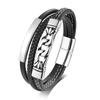 Pulseira Masculina de Couro com Aço Titânio Mais Vendida Transfronteiriça Pulseira Trançada de Couro com Aço Inoxidável Joia Masculina Multicamadas Europeia e Americana