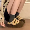 Zapatos Birkenstock de plataforma gruesa para aumentar la altura, de felpa, punta cerrada, para mujer, nuevo estilo 2026, otoño e invierno, pantuflas de algodón para la nieve, estilo perezoso, sin cordones