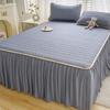 Conjunto de Falda de Cama con Colchoneta Refrigerante de Látex de Seda Helada Estilo Princesa de Verano, Juego de Tres Piezas de Sábana de Seda Helada para Cama Individual con Falda