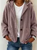 Chaqueta de pana casual de moda con capucha y bolsillo para mujer, desarrollo propio de Annuo, ropa europea y americana 2026, estación independiente de Amazon