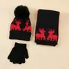 Colección de Invierno 2026 Conjunto Infantil para Niñas Set de Tres Piezas de Gorro, Bufanda y Guantes Jacquard de Reno Lindo para Navidad
