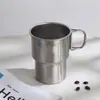 Vaso de vino de acero inoxidable 304 de una sola capa taza de café escalonada taza golondrina taza de agua conveniente taza de camping con borde taza impresa con LOGO