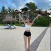 Versión Coreana Transfronteriza 2026 Nuevo Bikini de Dos Piezas con Bloques de Color de un Hombro Traje de Baño Adelgazante para Playa Bikini para Mujeres