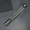 Pulsera de Cuero Genuino Punk Rock Personalizada Transfronteriza de Moda Retro con Remaches y Forma de Diamante Pulsera de Cuero Ancha de Moda para Hombre