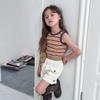 [Item em Liquidação] Colete Listrado Fresco de Verão para Meninas Camiseta sem Mangas Estilosa Color Block Infantil