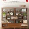 Nuevo estante de exhibición simple estilo chino, de pared, de pie, gabinete de té multifuncional, vitrina de bambú no de madera maciza