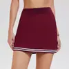 Saia Plissada Esportiva Transfronteiriça para Mulheres na Primavera e Verão, Cores Contrastantes, Anti-Exposição, Saia Fitness, Saia para Corrida ao Ar Livre, Treinamento, Tênis