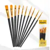 Amazon transfronterizo 10 plumas de palo largo de plástico arte DIY acuarela pintura al óleo nailon gouache acrílico juego de pinceles